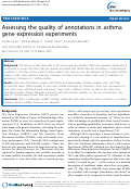 Cover page: Assessing the quality of annotations in asthma gene expression experiments