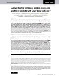 Cover page: Active lifestyle enhances protein expression profile in subjects with Lewy body pathology.