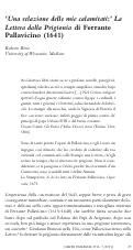 Cover page: 'Una relazione delle mie calamitati:' La Lettera dalla Prigionia di Ferrante Pallavicino (1641)