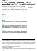 Cover page: Familial History of Autoimmune Disorders Among Patients With Pediatric Multiple Sclerosis