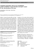 Cover page: Traumatic brain injury and recovery mechanisms: peptide modulation of periventricular neurogenic regions by the choroid plexus–CSF nexus