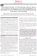 Cover page: Personalized Estimate of Chemotherapy-Induced Nausea and Vomiting: Development and External Validation of a Nomogram in Cancer Patients Receiving Highly/Moderately Emetogenic Chemotherapy.