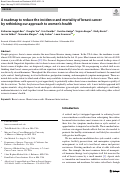 Cover page: A roadmap to reduce the incidence and mortality of breast cancer by rethinking our approach to womens health.