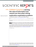 Cover page: Publisher Correction: Learning the value of information and reward over time when solving exploration-exploitation problems