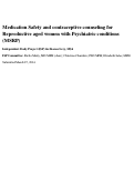 Cover page: Medication Safety and contraceptive counseling for Reproductive aged women with Psychiatric conditions (MSRP).