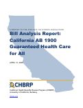 Cover page of Analysis of California Assembly Bill 1900: Guarateed Health Care for All