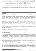 Cover page: A new technique for luminosity measurement using 3D pixel modules in the ATLAS IBL detector