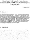 Cover page of Caste-based hate speech moderation on Facebook (Meta) and Twitter (X)