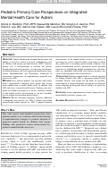 Cover page: Pediatric Primary Care Perspectives on Integrated Mental Health Care for Autism