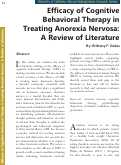 Cover page: Efficacy of Cognitive Behavioral Therapy in Treating Anorexia Nervosa: A Review of Literature