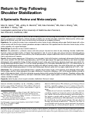 Cover page: Return to Play Following Shoulder Stabilization: A Systematic Review and Meta-analysis.