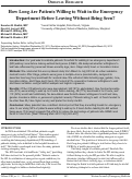 Cover page: How Long Are Patients Willing to Wait in the Emergency Department Before Leaving Without Being Seen?