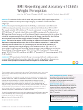 Cover page: BMI Reporting and Accuracy of Childs Weight Perception.