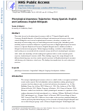 Cover page: Phonological Awareness Trajectories: Young Spanish–English and Cantonese–English Bilinguals