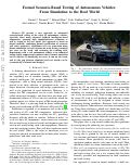 Cover page: Formal Scenario-Based Testing of Autonomous Vehicles: From Simulation to the Real World