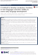 Cover page: A method to develop vocabulary checklists in new languages and their validity to assess early language development.