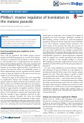 Cover page: PfAlba1: master regulator of translation in the malaria parasite