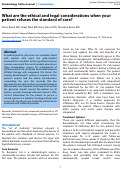 Cover page: What are the ethical and legal considerations when your patient refuses the standard of care?