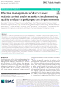 Cover page: Effective management of district-level malaria control and elimination: implementing quality and participative process improvements.