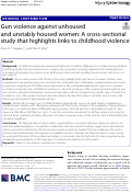 Cover page: Gun violence against unhoused and unstably housed women: A cross-sectional study that highlights links to childhood violence