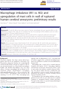 Cover page: Macrophage imbalance (M1 vs. M2) and upregulation of mast cells in wall of ruptured human cerebral aneurysms: preliminary results