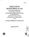 Cover page: Mitigation Monitoring Plan for the Proposed Renewal of the Contract Between the U.S. DOE and the Regents of the University of California