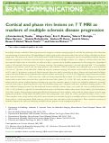 Cover page: Cortical and phase rim lesions on 7 T MRI as markers of multiple sclerosis disease progression.