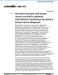 Cover page: Germline variants and breast cancer survival in patients with distant metastases at primary breast cancer diagnosis.
