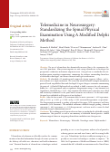 Cover page: Telemedicine in Neurosurgery: Standardizing the Spinal Physical Examination Using A Modified Delphi Method