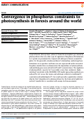 Cover page: Convergence in phosphorus constraints to photosynthesis in forests around the world.