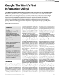 Cover page: Google: The World’s First Information Utility?
