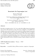 Cover page: Invariants for Lagrangian tori