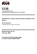 Cover page: Self Selection among Undocumented Immigrants from Mexico