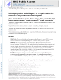 Cover page: Patient Perspectives and Willingness to Accept Incentives for Tuberculosis Diagnostic Evaluation in Uganda