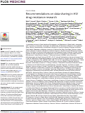 Cover page: Recommendations on data sharing in HIV drug resistance research.