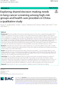 Cover page: Exploring shared decision-making needs in lung cancer screening among high-risk groups and health care providers in China: a qualitative study.