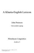 Cover page: A Kharia-English Lexicon [HL Archive 5]