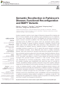 Cover page: Semantic Recollection in Parkinson's Disease: Functional Reconfiguration and MAPT Variants.