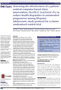 Cover page: Assessing the effectiveness of a patient-centred computer-based clinic intervention, Health-E You/Salud iTu, to reduce health disparities in unintended pregnancies among Hispanic adolescents: study protocol for a cluster randomised control trial