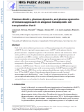 Cover page: Pharmacokinetics, Pharmacodynamics, and Pharmacogenomics of Immunosuppressants in Allogeneic Hematopoietic Cell Transplantation: Part II