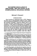 Cover page: Securities Regulation in Singapore: The City-State as an International Financial Center