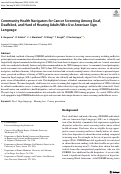 Cover page: Community Health Navigators for Cancer Screening Among Deaf, Deafblind, and Hard of Hearing Adults Who Use American Sign Language.