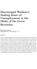 Cover page: Discouraged Workers?: Making Sense of Unemployment in the Midst of the Great Recession