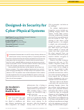 Cover page: Designed-in Security for Cyber-Physical Systems