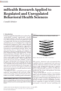 Cover page of mHealth Research Applied to Regulated and Unregulated Behavioral Health Sciences