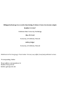 Cover page: Bilingual advantages in executive functioning: Evidence from a low-income sample