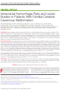 Cover page: Intracranial Hemorrhage Rate and Lesion Burden in Patients With Familial Cerebral Cavernous Malformation.