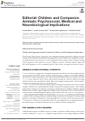 Cover page: Editorial: Children and Companion Animals: Psychosocial, Medical and Neurobiological Implications