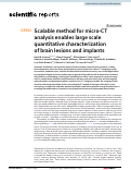 Cover page: Scalable method for micro-CT analysis enables large scale quantitative characterization of brain lesions and implants