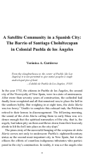 Cover page: A Satellite Community in a Spanish City: The Barrio of Santiago Cholultecapan in Colonial Puebla de los Ángeles